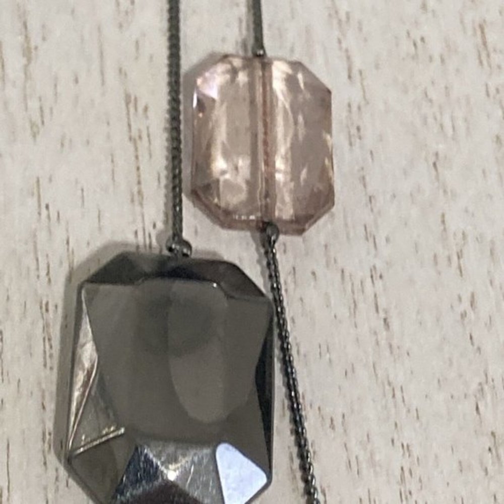 new york 2 strand layers gun metal long Necklace 38" - Picture 3 of 8